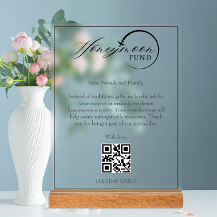 Honeymoon Fund Qr Code Reisefonds Anforderung Acrylschild