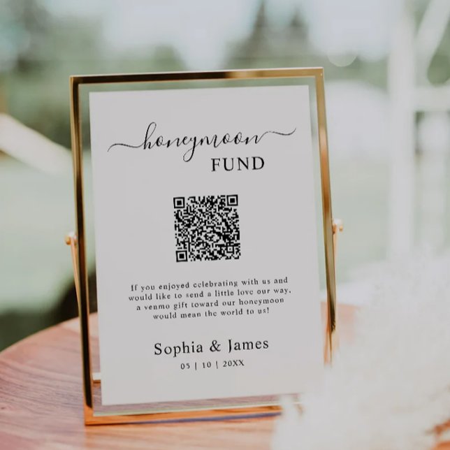 Honeymoon Fund QR-Code Schild Druckbar, (Honeymoon Fund QR Code Sign Printable,)