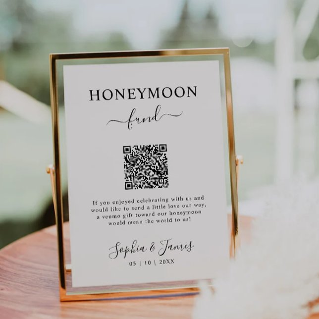 Honeymoon Fund QR Code Schild Druckbar, Hochzeit Einladung (Honeymoon Fund QR Code Sign Printable, Wedding Invitation)