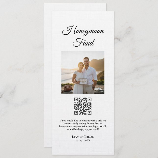 Honeymoon Fund QR Code Sign Wedding Honeymoon Einladung (Vorne/Hinten)