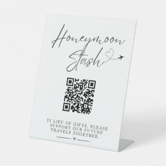 Honeymoon Fund QR Code Tabletop Wedding Sign Sockelschild