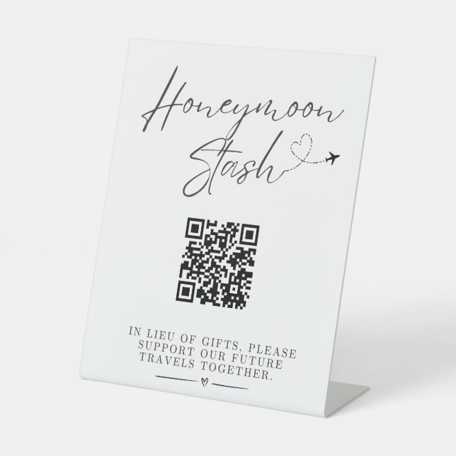 Honeymoon Fund QR Code Tabletop Wedding Sign Sockelschild (Vorderseite)
