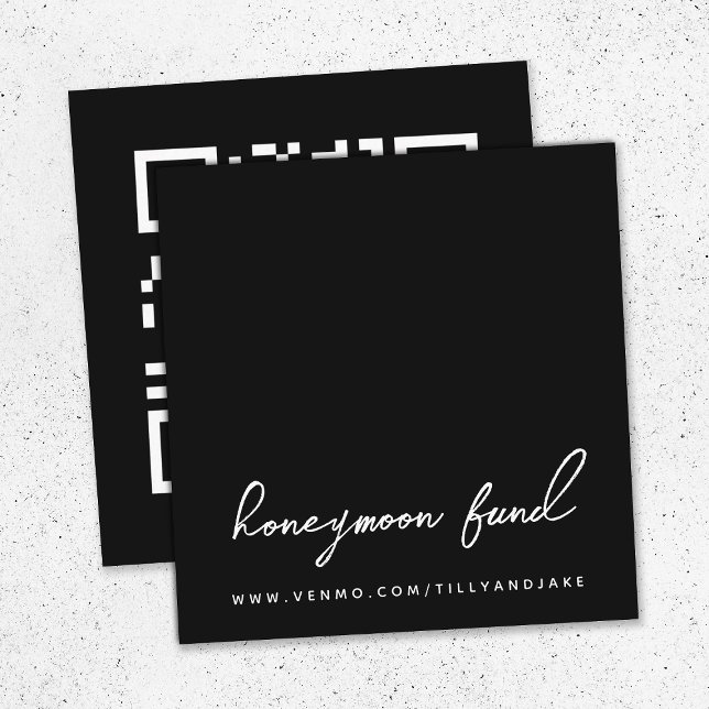 Honeymoon Fund | QR Code Wedding Registry Black Begleitkarte (Von Creator hochgeladen)
