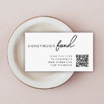 Honeymoon Fund QR Code Wedding Registry Minimalist Begleitkarte<br><div class="desc">Einfache, stilvolle Hochzeitsflitterwochen-Fondskarte in modernem minimalistischem Design mit klassischer Typografie und elegantem Ambiente auf weißem Hintergrund. Der Text kann leicht mit Ihren Namen, Zahlungsdetails (PayPal, zelle, venmo), scannbarem QR-Code und Nachricht für ein einzigartiges Hochzeitsdesign personalisiert werden. Wenn Sie Hilfe bei der Anpassung dieses Produkts benötigen, kontaktieren Sie mich bitte über...</div>