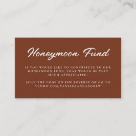 Honeymoon Fund QR Code Wedding Registry Rust Brown Begleitkarte