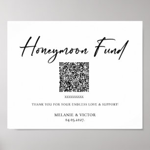 Honeymoon Fund QR Code Wedding Sign Poster