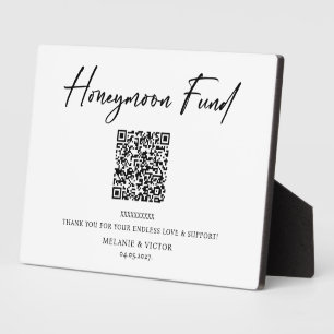 Honeymoon Fund QR Code Wedding Sign Poster Fotoplatte