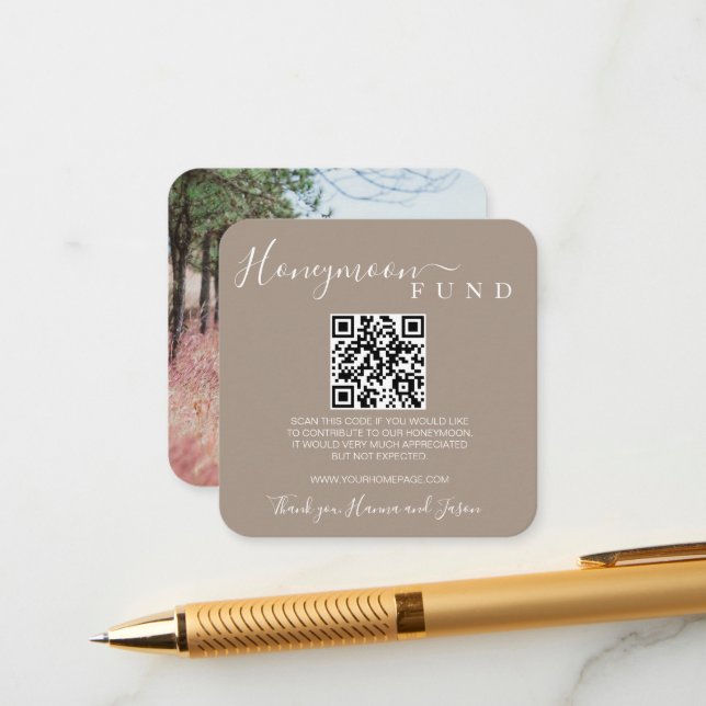 Honeymoon Fund Qr Karte mit Foto (Vorderseite/Rückseite Beispiel)