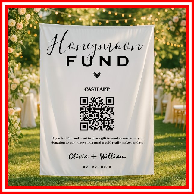 Honeymoon Fund QR Moderne Hochzeitsgeschichte Wandteppich (Von Creator hochgeladen)