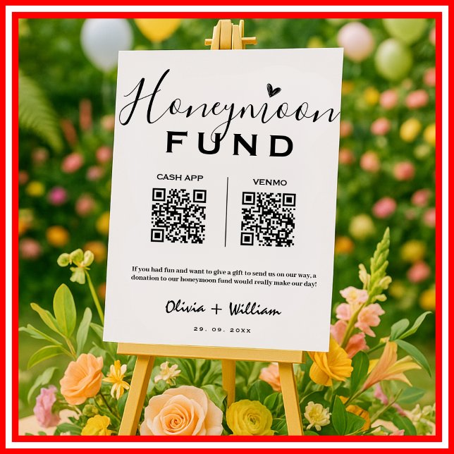 Honeymoon Fund QR Moderne Honeymoon Wish Wedding Poster (Von Creator hochgeladen)