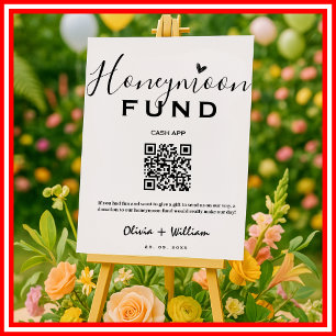 Honeymoon Fund QR Moderne Honeymoon Wish Wedding Poster