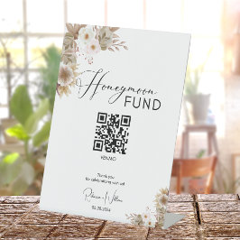Honeymoon Fund Rustic Cash QR Code Wedding Sign Sockelschild