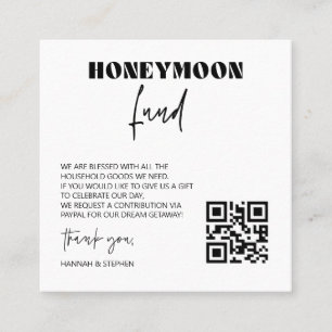 Honeymoon Fund Scan Enclosure Card QR Code Hochzei Quadratische Visitenkarte