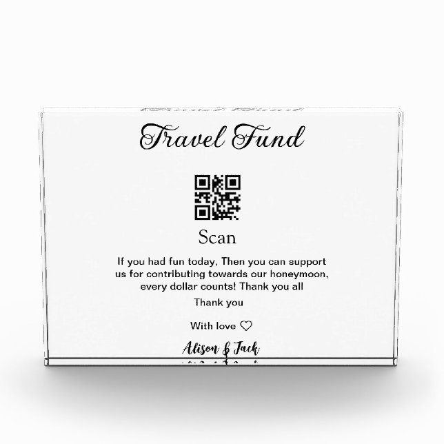 Honeymoon Fund Scan QR Codeadname Fotoblock (Vorderseite)