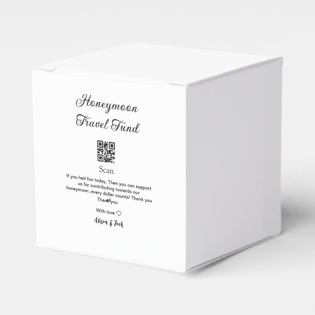 Honeymoon Fund Scan QR Codeadname Geschenkschachtel (Vorderseite)