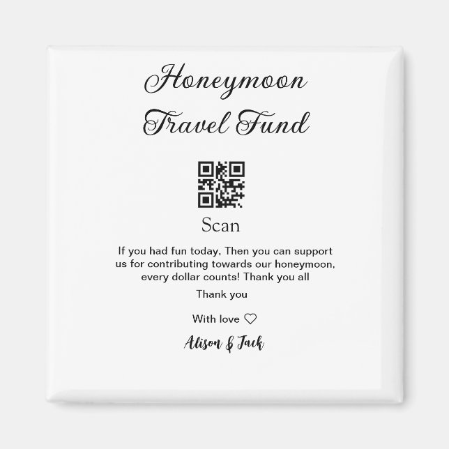 Honeymoon Fund Scan QR Codeadname Magnet (Vorne)