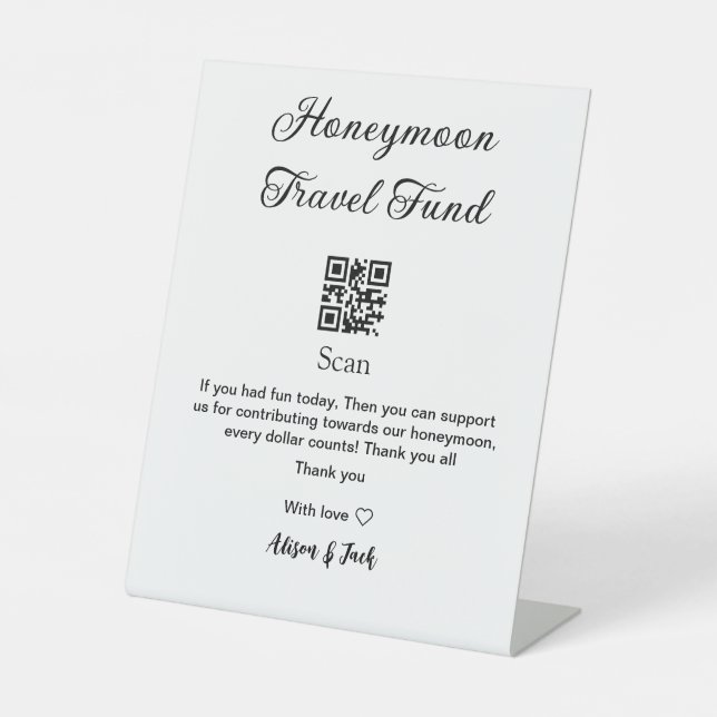 Honeymoon Fund Scan QR Codeadname Sockelschild (Vorderseite)