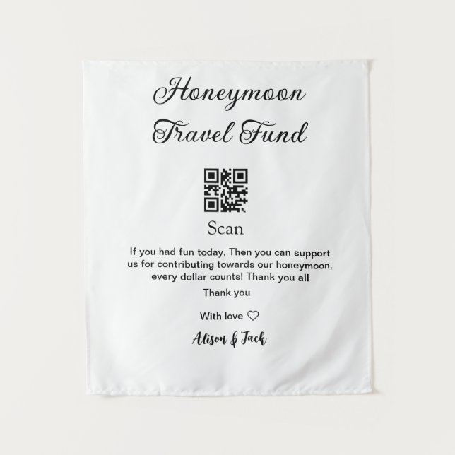 Honeymoon Fund Scan QR Codeadname Wandteppich (Vorderseite)