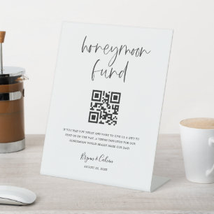 Honeymoon Fund Sign Cash Spenden Scan Poster Sockelschild