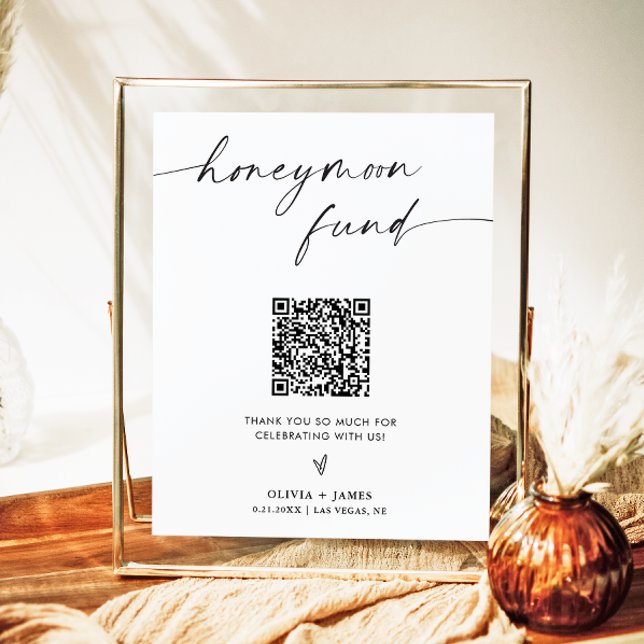 Honeymoon Fund Sign, Honeymoon QR Code Fund Sign Poster (Von Creator hochgeladen)