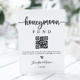 Honeymoon Fund Sign, QR Code Honeymoon Wish Sockelschild