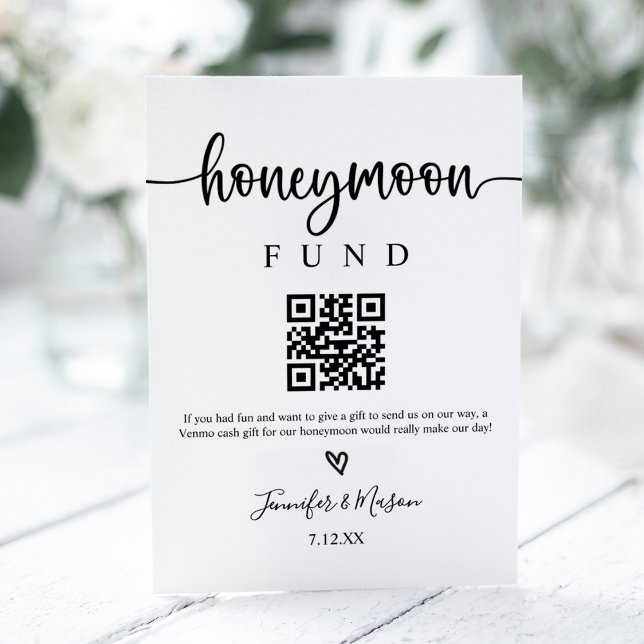 Honeymoon Fund Sign, QR Code Honeymoon Wish Sockelschild (Von Creator hochgeladen)