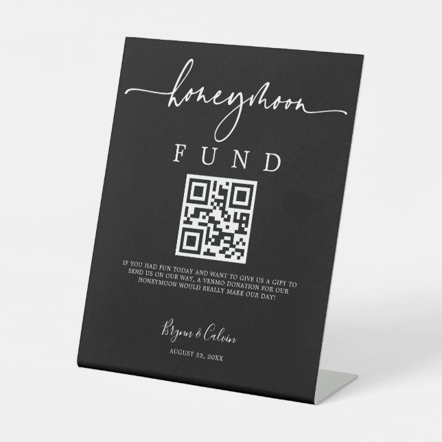 Honeymoon Fund Sign Wedding Reception Geschenk B61 Sockelschild (Vorderseite)