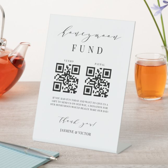 Honeymoon Fund Sign Wedding Reception Geschenk J10 Sockelschild (In Situ)