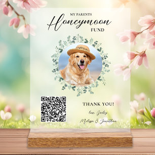Honeymoon Fund Venmo QR Code Dog Foto Haustier Hoc Acrylschild