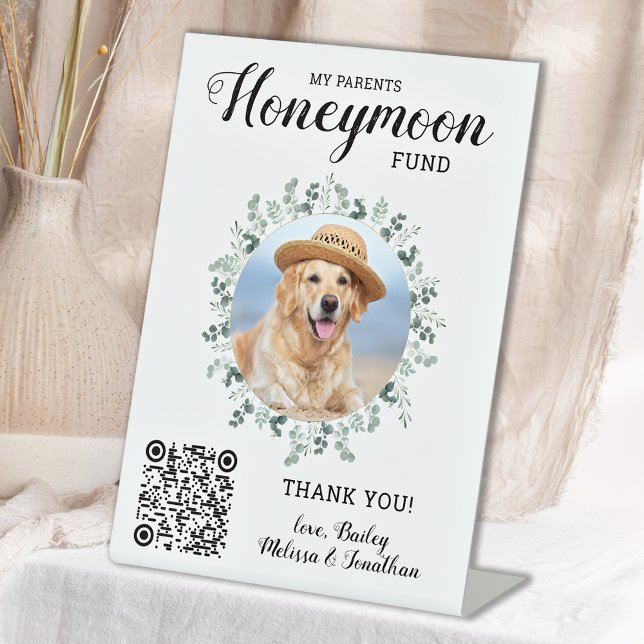Honeymoon Fund Venmo QR Code Dog Foto Haustier Hoc Sockelschild (Von Creator hochgeladen)