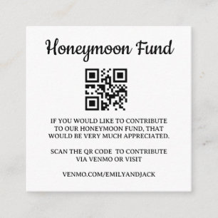 Honeymoon Fund Venmo QR Code Wedding Begleitkarte