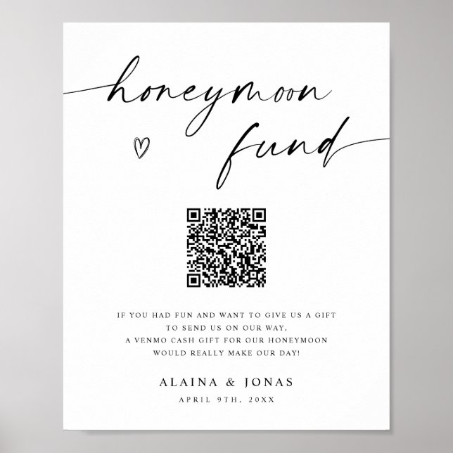 Honeymoon Fund Venmo QR Code Wedding Poster (Vorne)