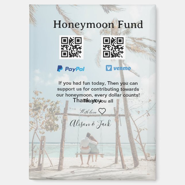 Honeymoon fund venomo paypal donation Q R couple Magnet (Vorderseite)