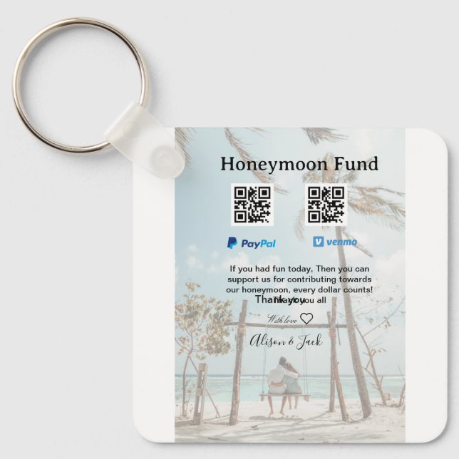 Honeymoon fund venomo paypal donation Q R couple Schlüsselanhänger (Vorderseite)