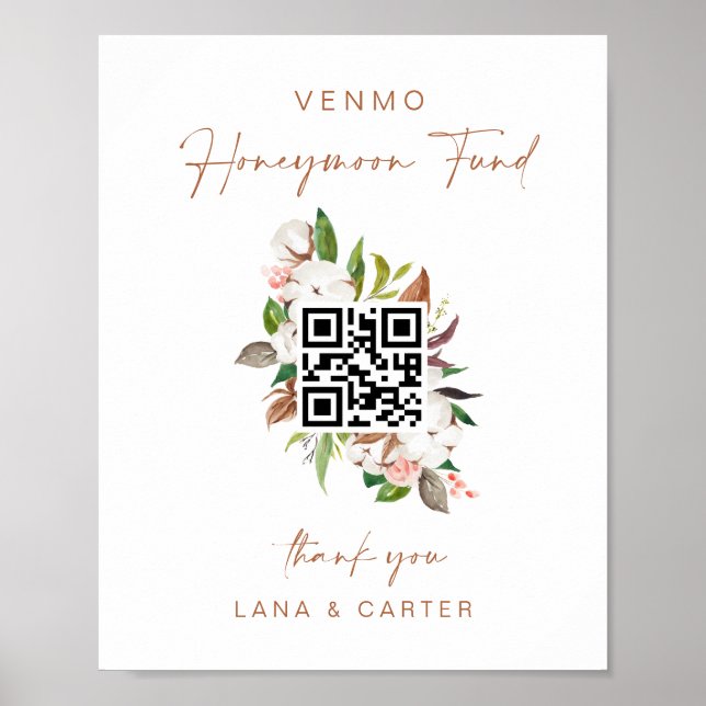 Honeymoon Fund Wedding Cash Gift Table Sign Poster (Vorne)