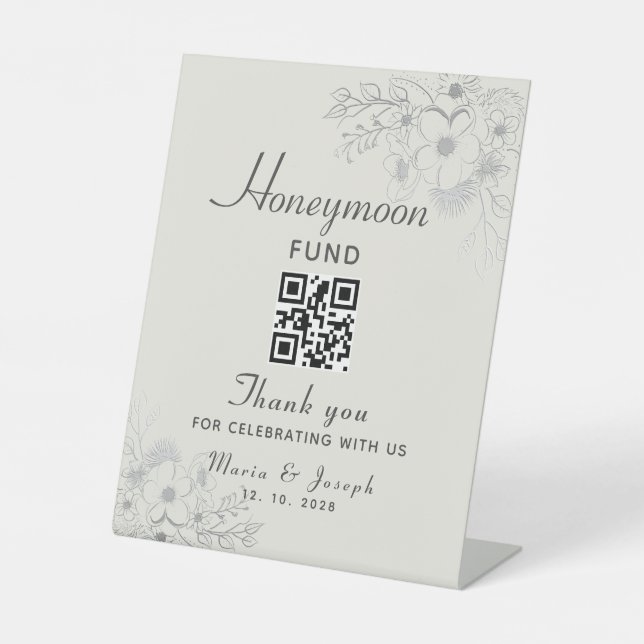 Honeymoon Fund Wedding QR Code Sign Sockelschild (Vorderseite)