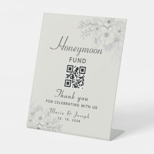 Honeymoon Fund Wedding QR Code Sockelschild