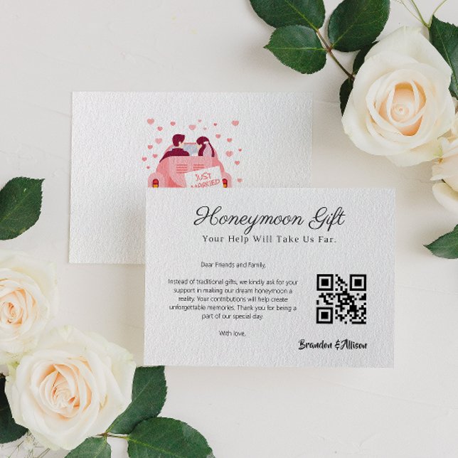 Honeymoon Fund Wedding Registry Geschenk Qr Code Begleitkarte (Honeymoon Fund Wedding Registry Gift Qr Code Enclosure Card)