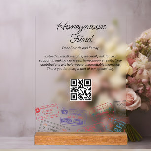 Honeymoon Fund Wedding Registry Travel Request Acrylschild