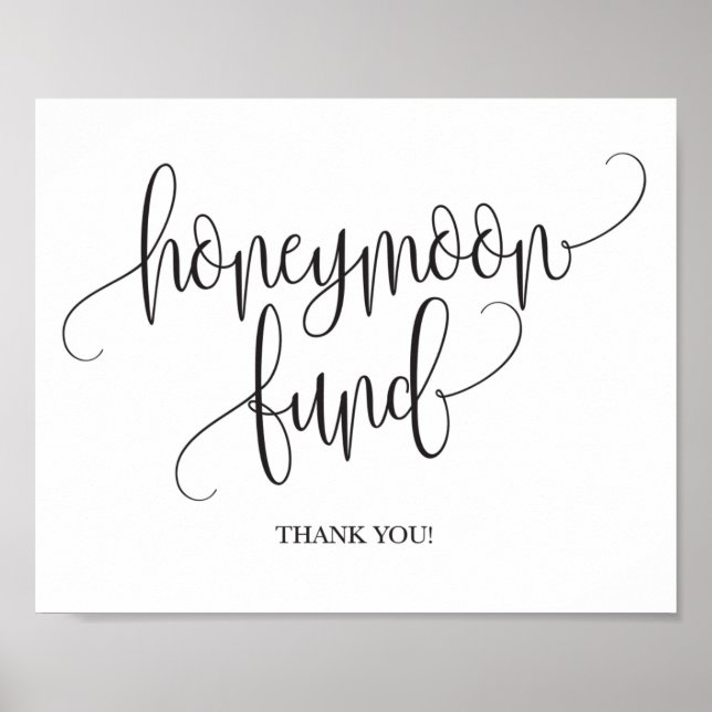 Honeymoon Fund Wedding Sign Poster (Vorne)