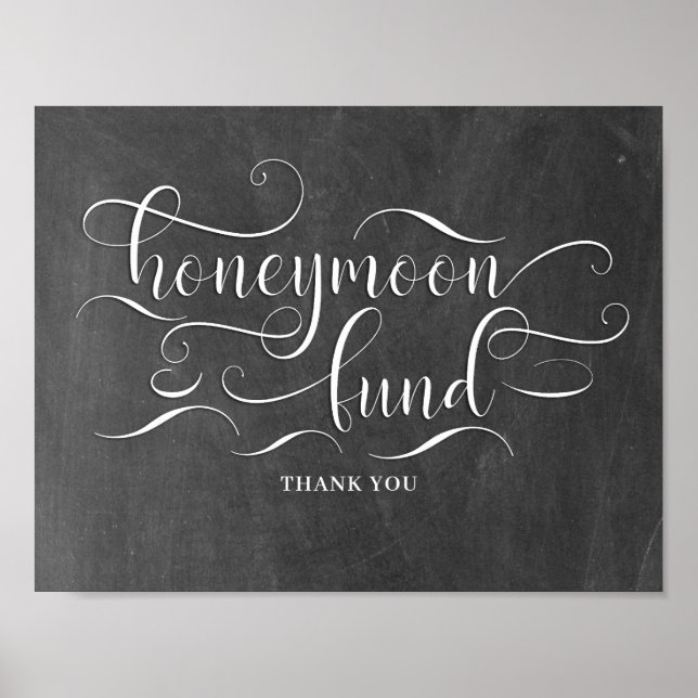 Honeymoon Fund Wedding Sign Poster (Vorne)