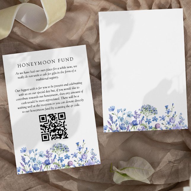 Honeymoon Fund Wildblume Periwinkle Wedding Begleitkarte (Honeymoon Fund enclosure card from my Lilac + Periwinkle Wildflower Wedding Collection)