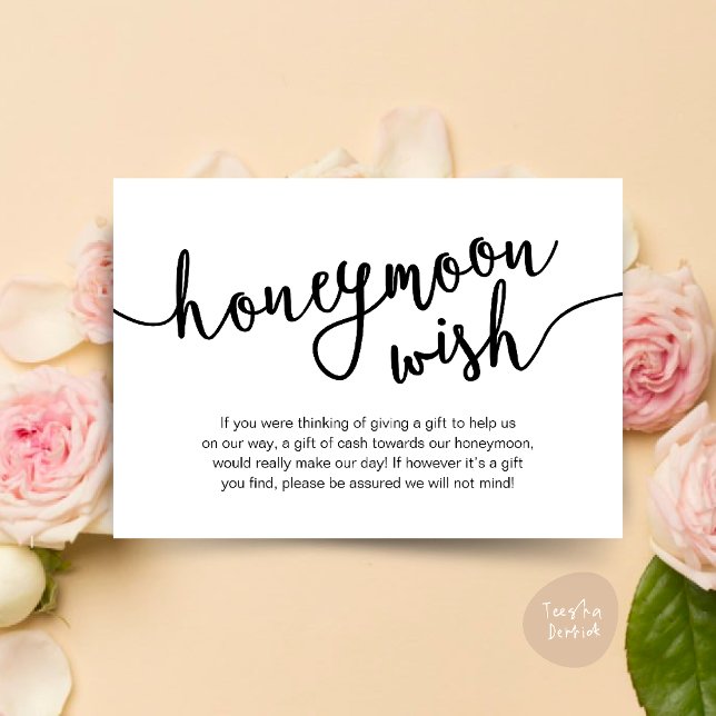 Honeymoon Fund Wish Cash, Moderne rustikale Hochze Begleitkarte (Honeymoon Fund Wish Cash, A note on gifts, Modern Rustic Modern Rustic Wedding Card Black White)