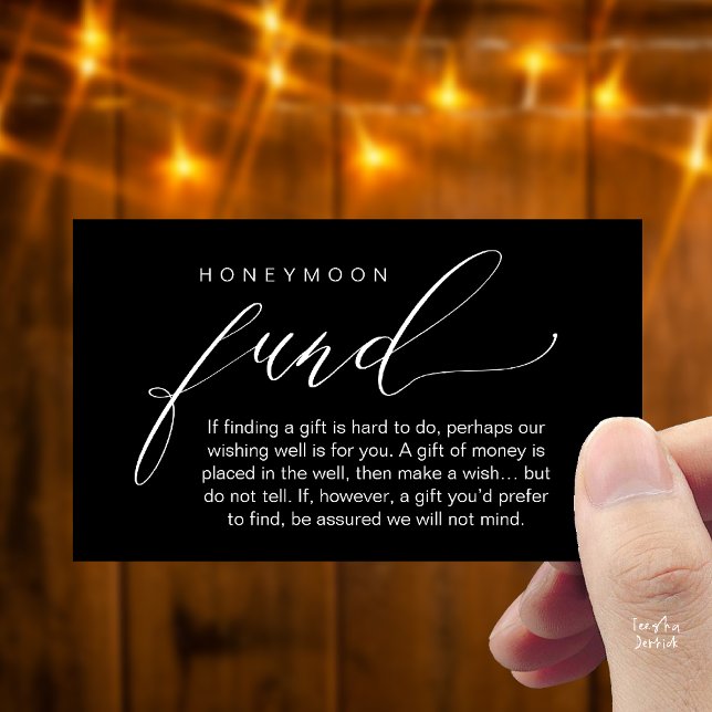 Honeymoon Fund Wishing Well, Wish, A Note On Gifts Begleitkarte (Honeymoon Fund Wishing Well, Wish, A Note On Gifts Enclosure Card in White Black)