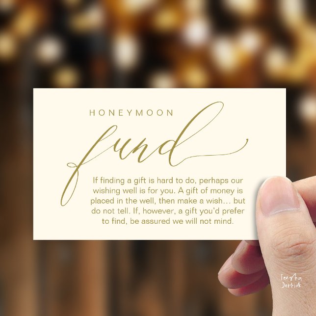Honeymoon Fund Wishing Well, Wish, A Note On Gifts Begleitkarte (Honeymoon Fund Wishing Well, Wish, A Note On Gifts Enclosure Card in Yellow Gold)