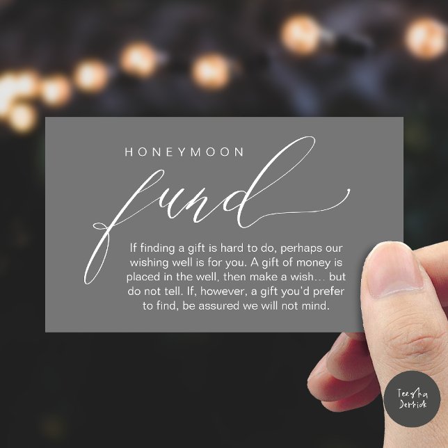 Honeymoon Fund Wishing Well, Wish, A Note On Gifts Begleitkarte (Honeymoon Fund Wishing Well, Wish, A Note On Gifts Enclosure Card in Dark Grey)