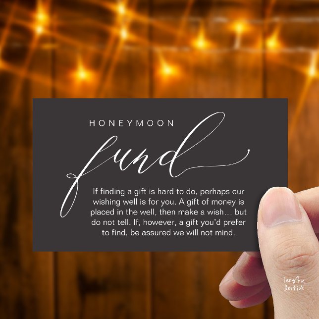 Honeymoon Fund Wishing Well, Wish, A Note On Gifts Begleitkarte (Honeymoon Fund Wishing Well, Wish, A Note On Gifts Enclosure Card in Charcoal Grey)