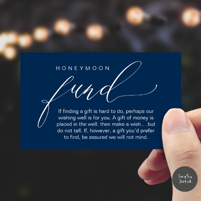 Honeymoon Fund Wishing Well, Wish, A Note On Gifts Begleitkarte (Honeymoon Fund Wishing Well, Wish, A Note On Gifts Enclosure Card in Navy Blue)