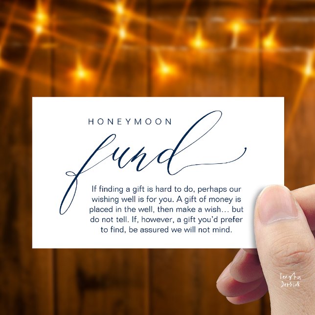 Honeymoon Fund Wishing Well, Wish, A Note On Gifts Begleitkarte (Honeymoon Fund Wishing Well, Wish, A Note On Gifts Enclosure Card in Navy Blue)