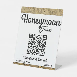 Honeymoon Funds QR Code Wedding Pedestal Sign Sockelschild